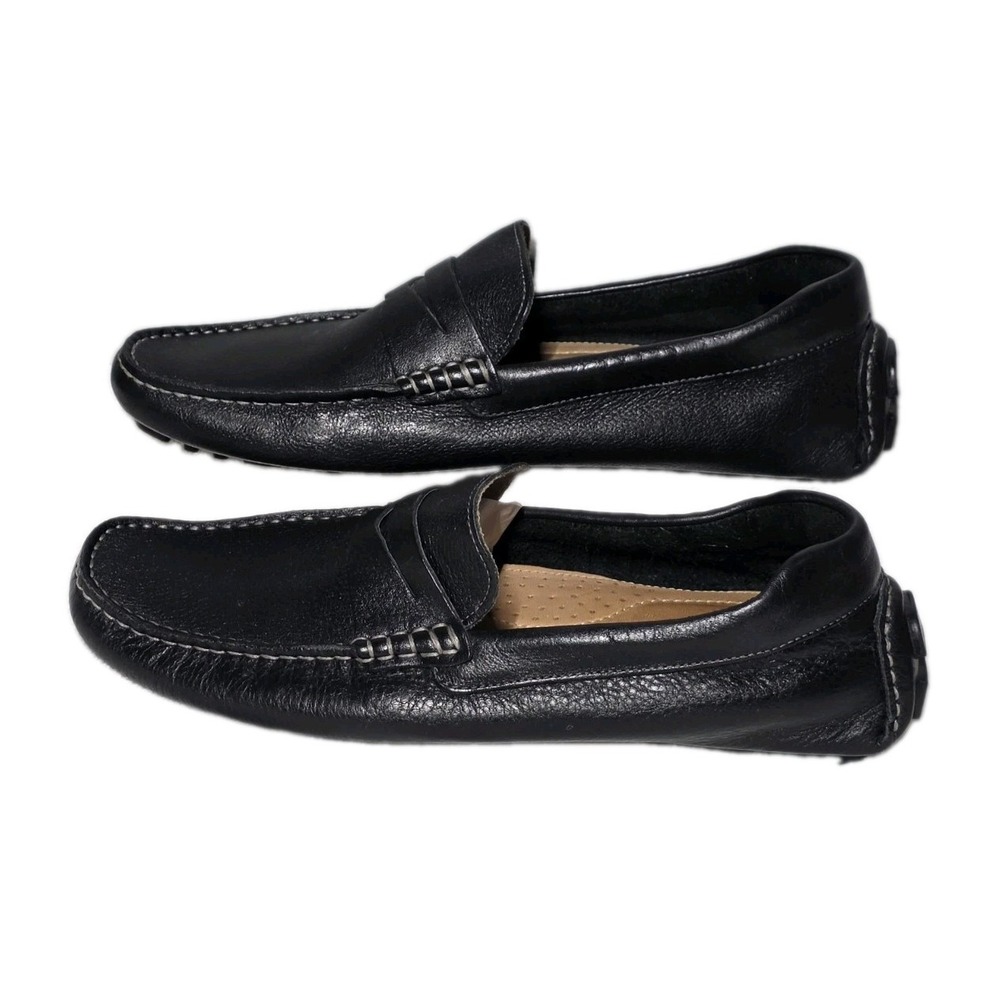 Nordstrom Mens Black Pebbled Leather Penny Loafer Driving Shoes Size 9 M